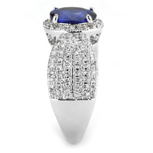 Load image into Gallery viewer, 3W1563 - Rhodium Brass Ring with Synthetic Spinel in London Blue