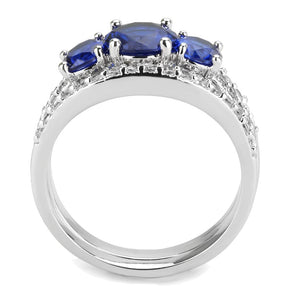 3W1566 - Rhodium Brass Ring with Synthetic Spinel in London Blue