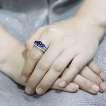 Load image into Gallery viewer, 3W1566 - Rhodium Brass Ring with Synthetic Spinel in London Blue