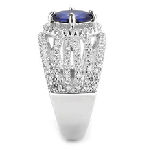 Load image into Gallery viewer, 3W1567 - Rhodium Brass Ring with Synthetic Spinel in London Blue