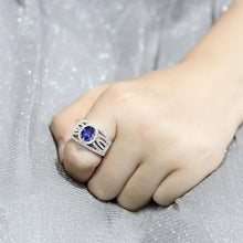 Load image into Gallery viewer, 3W1567 - Rhodium Brass Ring with Synthetic Spinel in London Blue