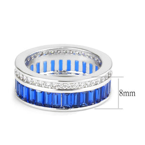 3W1568 - Rhodium Brass Ring with Synthetic Spinel in London Blue