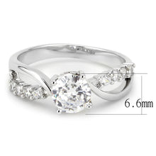 Load image into Gallery viewer, 3W1574 - Rhodium Brass Ring with AAA Grade CZ  in Clear