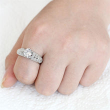 Load image into Gallery viewer, 3W1576 - Rhodium Brass Ring with AAA Grade CZ  in Clear