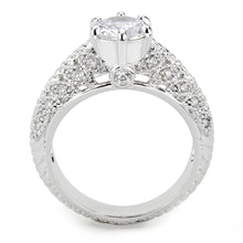 Load image into Gallery viewer, 3W1576 - Rhodium Brass Ring with AAA Grade CZ  in Clear