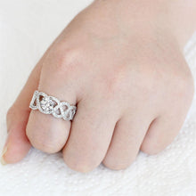 Load image into Gallery viewer, 3W1577 - Rhodium Brass Ring with AAA Grade CZ  in Clear
