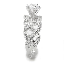 Load image into Gallery viewer, 3W1577 - Rhodium Brass Ring with AAA Grade CZ  in Clear