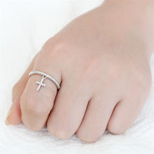 Load image into Gallery viewer, 3W1578 - Rhodium Brass Ring with AAA Grade CZ  in Clear