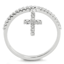 Load image into Gallery viewer, 3W1578 - Rhodium Brass Ring with AAA Grade CZ  in Clear