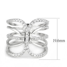 Load image into Gallery viewer, 3W1580 - Rhodium Brass Ring with AAA Grade CZ  in Clear
