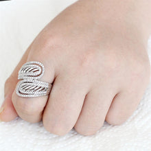 Load image into Gallery viewer, 3W1582 - Rhodium Brass Ring with AAA Grade CZ  in Clear
