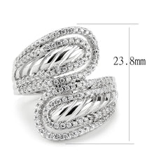 Load image into Gallery viewer, 3W1582 - Rhodium Brass Ring with AAA Grade CZ  in Clear