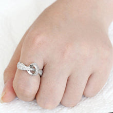 Load image into Gallery viewer, 3W1585 - Rhodium Brass Ring with AAA Grade CZ  in Clear