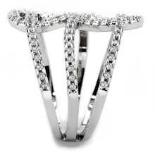 Load image into Gallery viewer, 3W1587 - Rhodium Brass Ring with AAA Grade CZ  in Clear