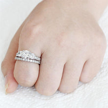 Load image into Gallery viewer, 3W1588 - Rhodium Brass Ring with AAA Grade CZ  in Clear