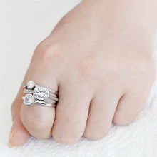 Load image into Gallery viewer, 3W1590 - Rhodium Brass Ring with AAA Grade CZ  in Clear