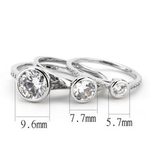 Load image into Gallery viewer, 3W1590 - Rhodium Brass Ring with AAA Grade CZ  in Clear