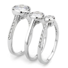 Load image into Gallery viewer, 3W1590 - Rhodium Brass Ring with AAA Grade CZ  in Clear
