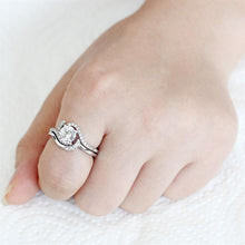 Load image into Gallery viewer, 3W1591 - Rhodium Brass Ring with AAA Grade CZ  in Clear