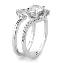Load image into Gallery viewer, 3W1591 - Rhodium Brass Ring with AAA Grade CZ  in Clear