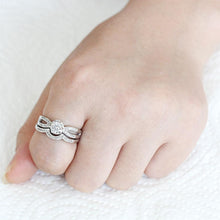 Load image into Gallery viewer, 3W1592 - Rhodium Brass Ring with AAA Grade CZ  in Clear