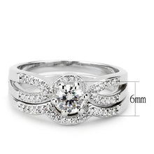Load image into Gallery viewer, 3W1592 - Rhodium Brass Ring with AAA Grade CZ  in Clear