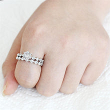 Load image into Gallery viewer, 3W1593 - Rhodium Brass Ring with AAA Grade CZ  in Clear