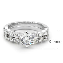Load image into Gallery viewer, 3W1593 - Rhodium Brass Ring with AAA Grade CZ  in Clear