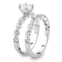 Load image into Gallery viewer, 3W1593 - Rhodium Brass Ring with AAA Grade CZ  in Clear