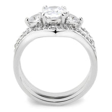 Load image into Gallery viewer, 3W1594 - Rhodium Brass Ring with AAA Grade CZ  in Clear