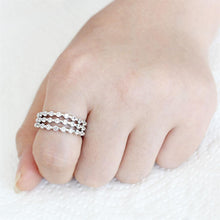 Load image into Gallery viewer, 3W1595 - Rhodium Brass Ring with AAA Grade CZ  in Clear