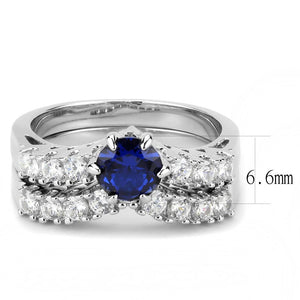 3W1596 - Rhodium Brass Ring with AAA Grade CZ  in London Blue