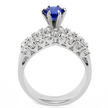 Load image into Gallery viewer, 3W1596 - Rhodium Brass Ring with AAA Grade CZ  in London Blue