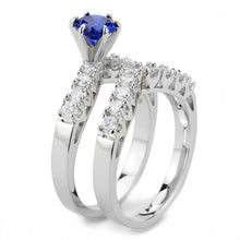 Load image into Gallery viewer, 3W1596 - Rhodium Brass Ring with AAA Grade CZ  in London Blue