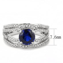 Load image into Gallery viewer, 3W1597 - Rhodium Brass Ring with AAA Grade CZ  in London Blue