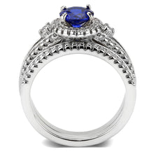 Load image into Gallery viewer, 3W1598 - Rhodium Brass Ring with AAA Grade CZ  in London Blue