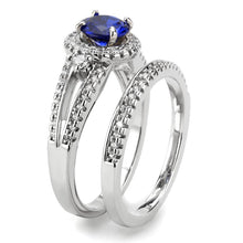 Load image into Gallery viewer, 3W1598 - Rhodium Brass Ring with AAA Grade CZ  in London Blue