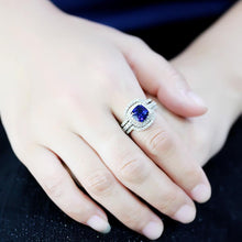 Load image into Gallery viewer, 3W1599 - Rhodium Brass Ring with Synthetic Spinel in London Blue