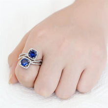 Load image into Gallery viewer, 3W1600 - Rhodium Brass Ring with AAA Grade CZ  in London Blue