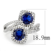 Load image into Gallery viewer, 3W1600 - Rhodium Brass Ring with AAA Grade CZ  in London Blue