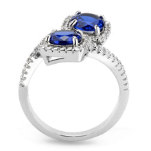 Load image into Gallery viewer, 3W1600 - Rhodium Brass Ring with AAA Grade CZ  in London Blue