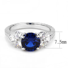 Load image into Gallery viewer, 3W1601 - Rhodium Brass Ring with AAA Grade CZ  in London Blue