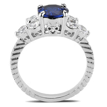 Load image into Gallery viewer, 3W1601 - Rhodium Brass Ring with AAA Grade CZ  in London Blue