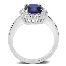 Load image into Gallery viewer, 3W1602 - Rhodium Brass Ring with AAA Grade CZ  in London Blue