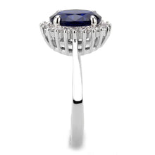 Load image into Gallery viewer, 3W1602 - Rhodium Brass Ring with AAA Grade CZ  in London Blue