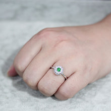 Load image into Gallery viewer, 3W1604 - Rhodium Brass Ring with Synthetic in Emerald