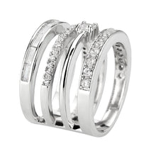 Load image into Gallery viewer, 3W1607 - Rhodium Brass Ring with AAA Grade CZ in Clear