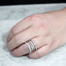 Load image into Gallery viewer, 3W1607 - Rhodium Brass Ring with AAA Grade CZ in Clear