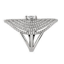 Load image into Gallery viewer, 3W1608 - Rhodium Brass Ring with AAA Grade CZ in Clear