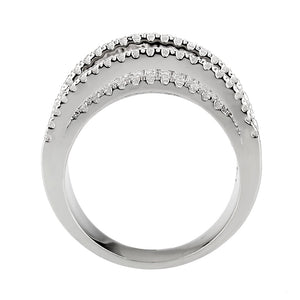 3W1609 - Rhodium Brass Ring with AAA Grade CZ in Clear